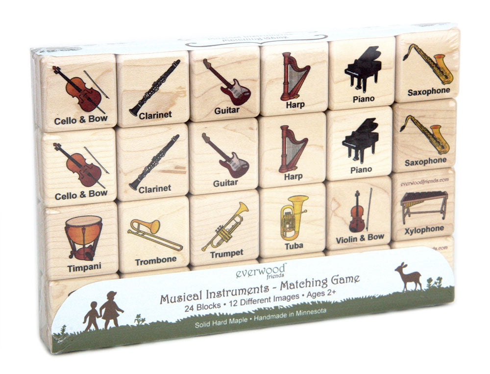 Musical Instruments Wooden Matching Game - 24 pc Set