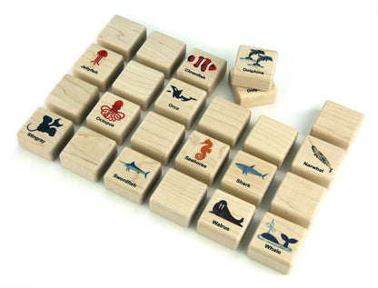 Ocean Animals Color Wooden Matching Game - 24 pc Set