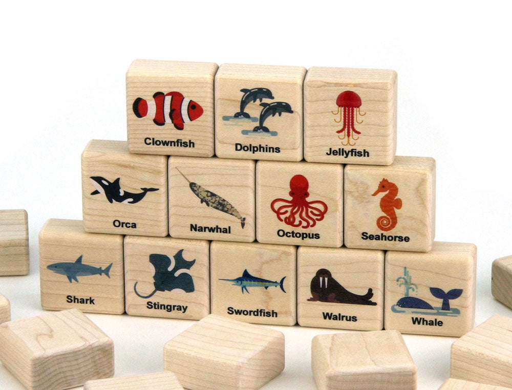 Ocean Animals Color Wooden Matching Game - 24 pc Set