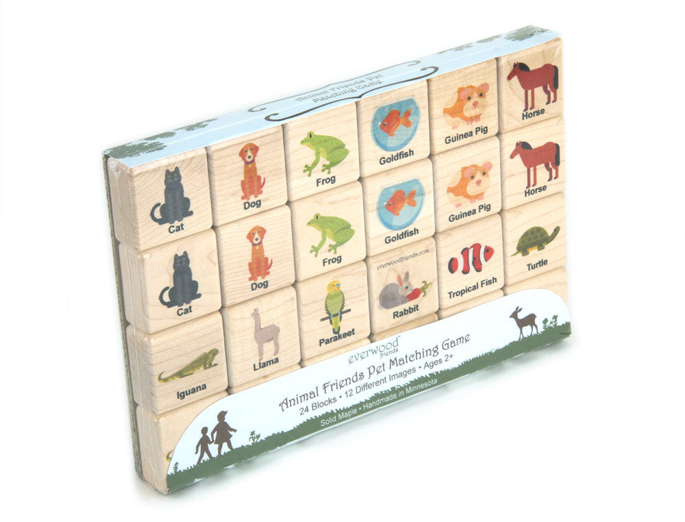 Animal Friends Pet Wooden Matching Game - 24 pc Set