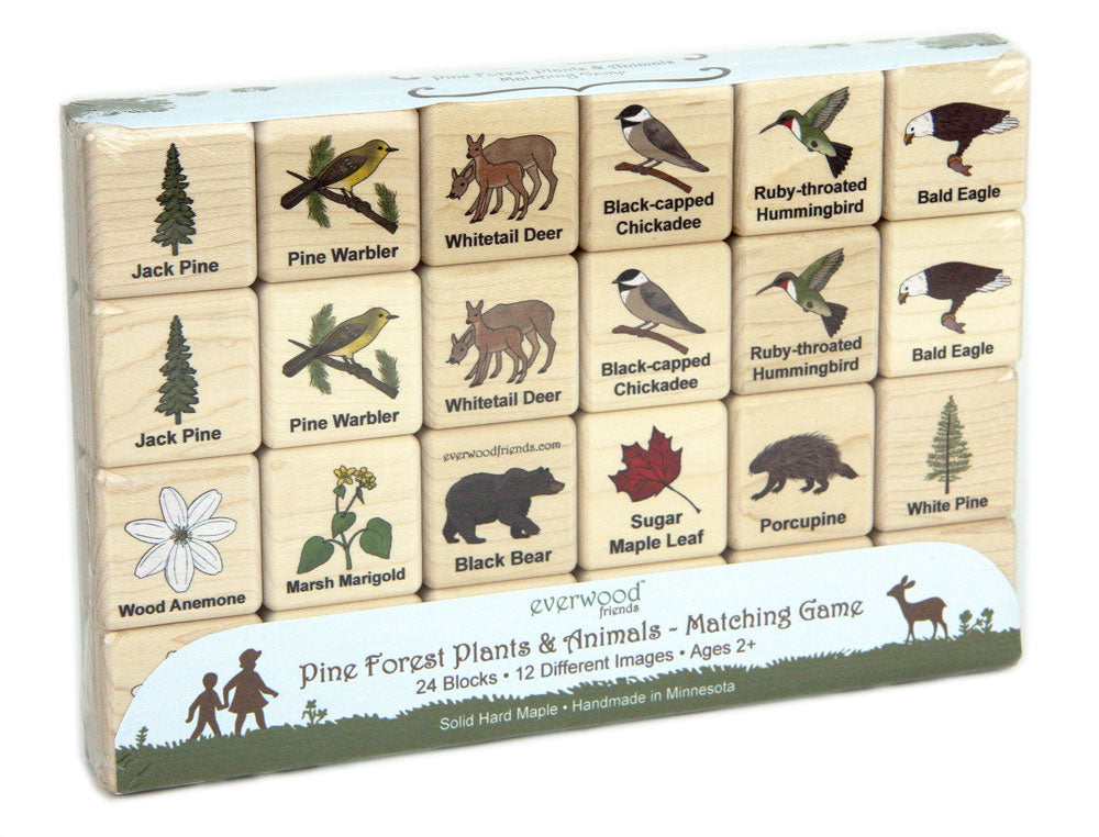 Pine Forest Plants & Animals Wooden Matching Game - 24 pc Set