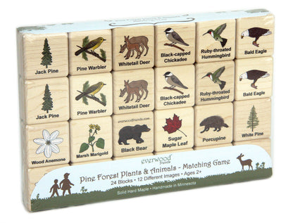 Pine Forest Plants & Animals Wooden Matching Game - 24 pc Set